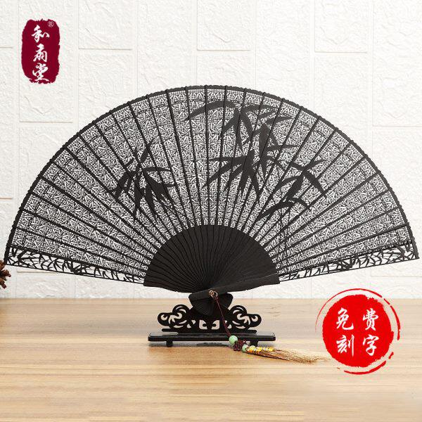 和扇堂7寸雕花黑檀乌木折扇送老外中国风礼品扇子檀香扇工艺扇