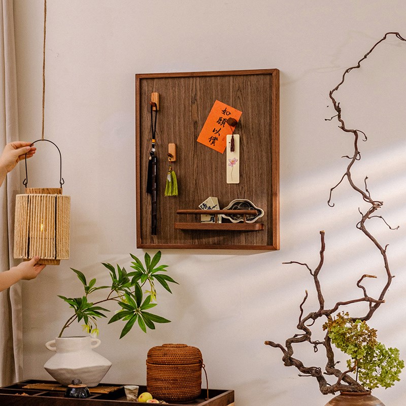 黑胡桃木电表箱装饰画轻奢高级感北欧简约免打孔电闸弱电箱盒遮挡