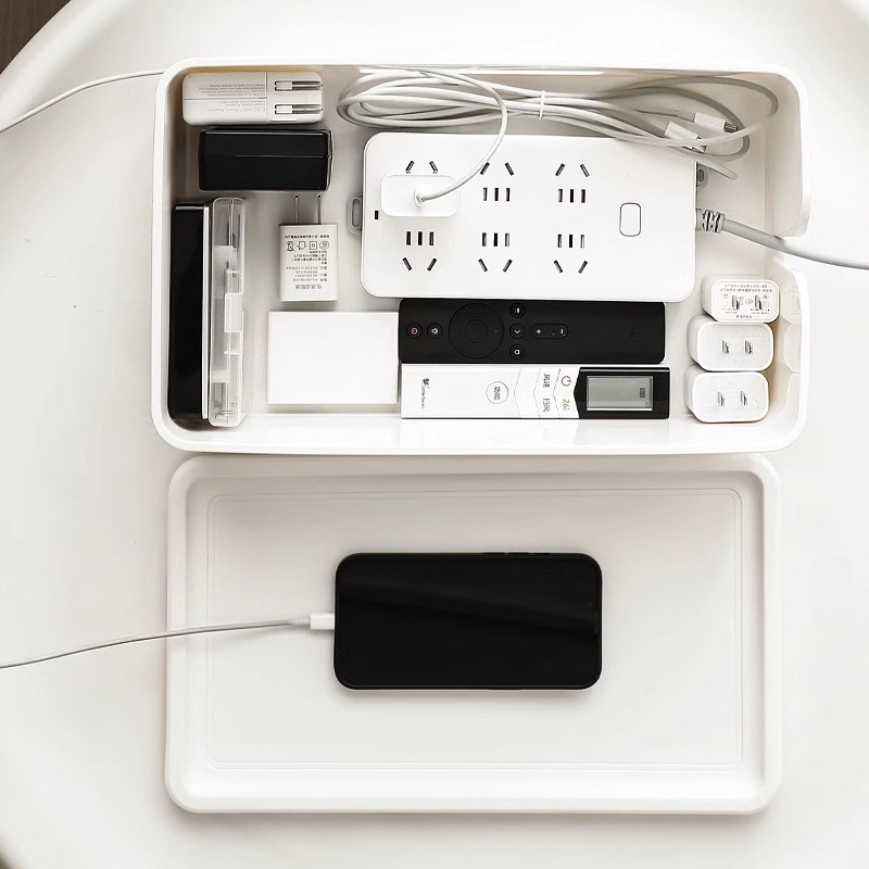 插排插座收纳盒插线板电源线数据线充电器电线桌面神器插板理线盒