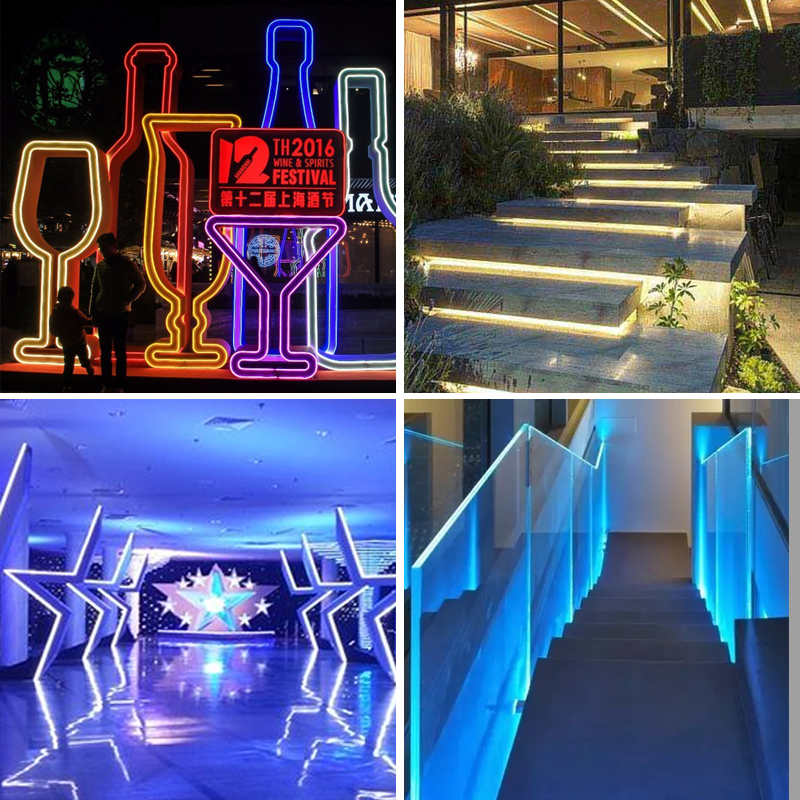 LED柔性RGB霓虹灯带手机APP遥控七彩渐变220V软灯条工程户外防水