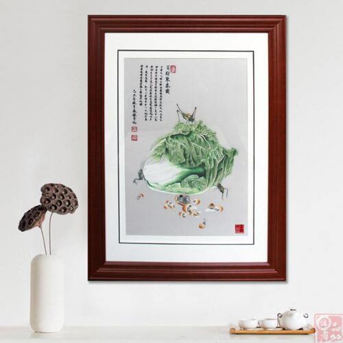湘绣精品 百财图单面绣纯手工刺绣成品客厅画装饰画中秋节礼竖版