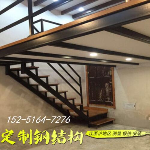 无锡苏州常州搭建商铺loft公寓钢结构阁楼平台货架二层工字钢楼梯
