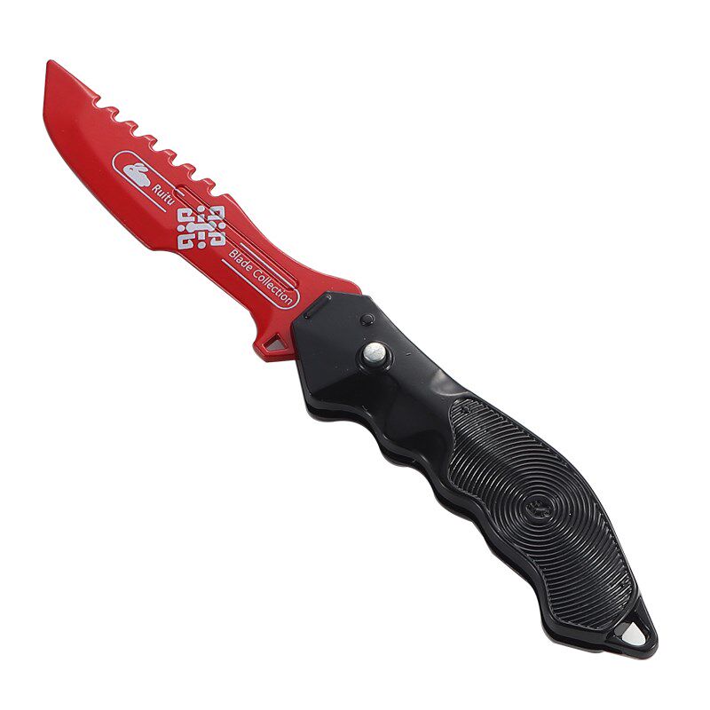 暗区突围周边瑞兔折刀可折叠弹动版模型合金游戏武器实物玩具摆件