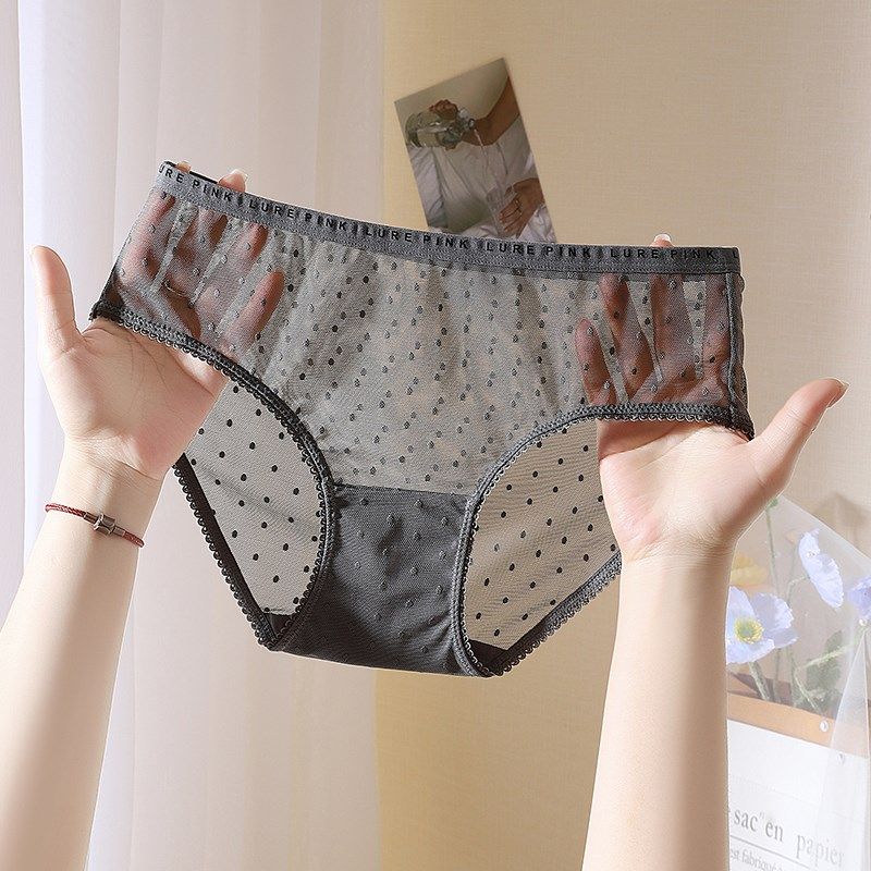 透明内裤女款蕾丝网纱性感勾人低腰超薄透气无痕冰丝女士三角裤夏