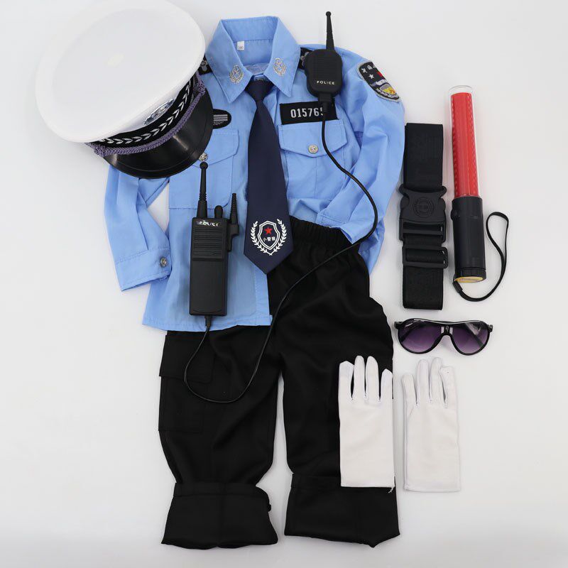 男童长袖警服警官服全套玩具职业角色扮演交警制服表演出服万圣节
