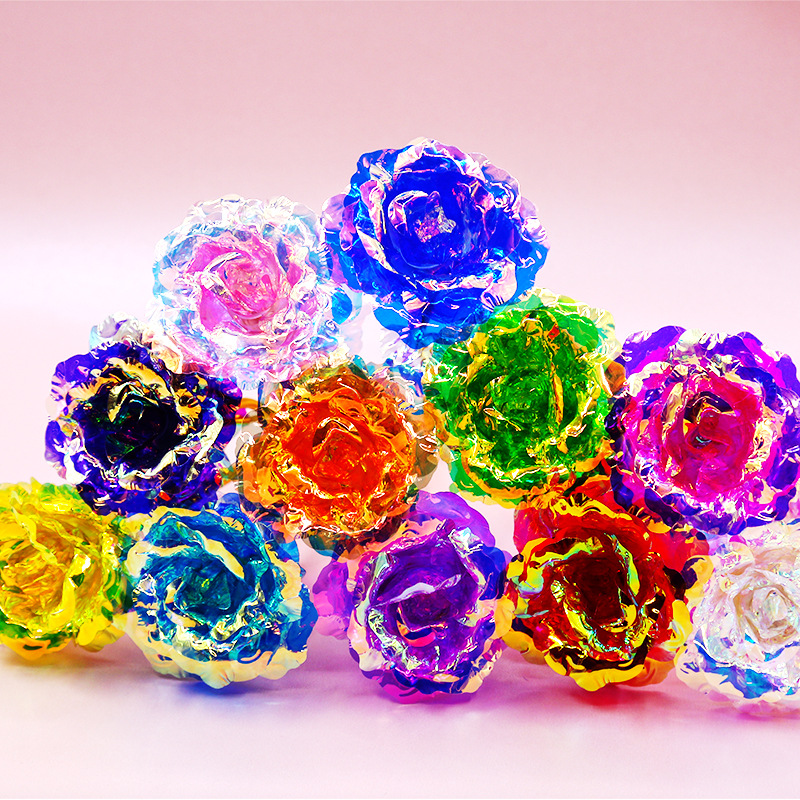 永生花金箔玫瑰花花束七夕情人节生日礼物圣诞节礼品摆件金箔花