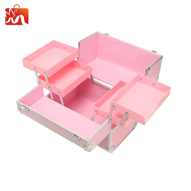 铝合金收纳化妆箱定可制纹绣美甲手提跟妆工具箱双开Y大容量化妆