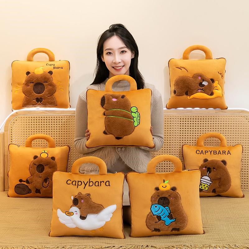 卡皮巴拉抱枕被子两用办公室午睡卡通H汽车折叠车载靠枕毯子二合,居家布艺,抱枕被,淘宝优惠券,粉丝福利购,淘宝优惠卷