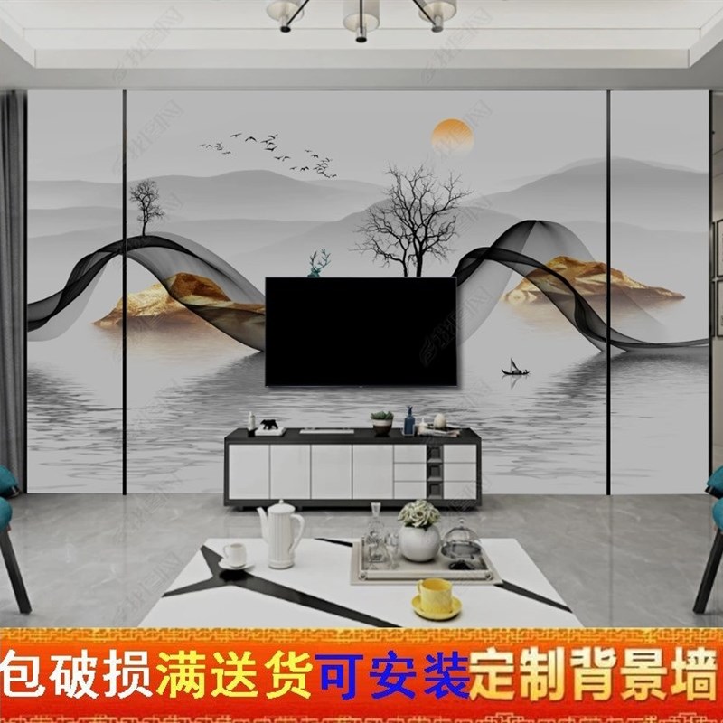 2022新款岩板电视背景墙客y厅现代简约影视墙P微晶石大板瓷砖装饰