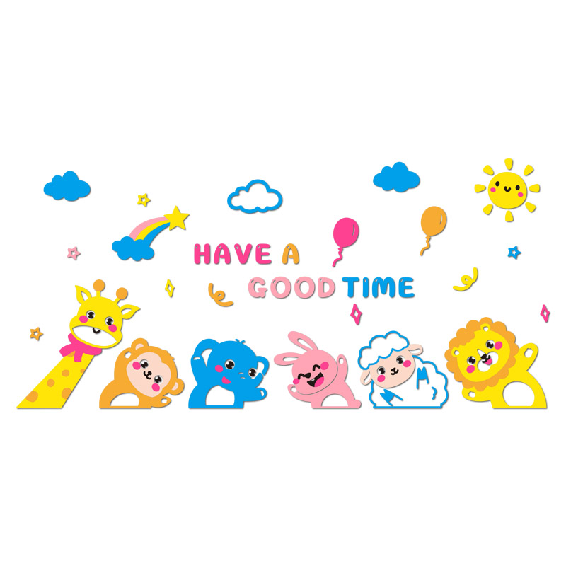 幼儿园教室电视背景墙面装v饰卡通走廊楼梯环创主题墙Y布置立体壁