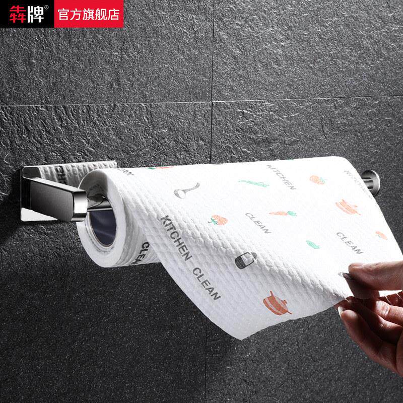 厨房纸巾架304不锈钢卷纸架保鲜膜储物架免打孔方便的豪华抹布毛