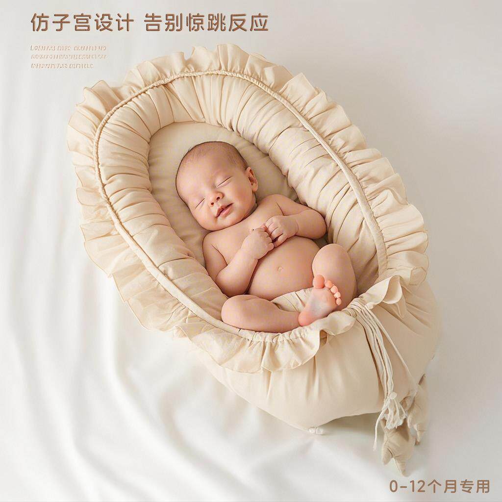 新生婴儿睡觉便携式仿子宫防压床中床防惊跳落地醒安抚睡窝荷叶边