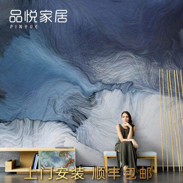 北欧风抽象简约线条艺术墙纸创意客厅电视背景墙壁纸卧室墙布壁画