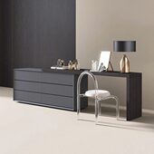 意式 极简梳妆台斗柜一体卧室电视柜化妆桌组合床尾收纳柜伸缩书桌