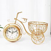 床头挂钟双面 台欧式 创意静音铁艺钟表钟座钟装 饰摆件客厅简约个性