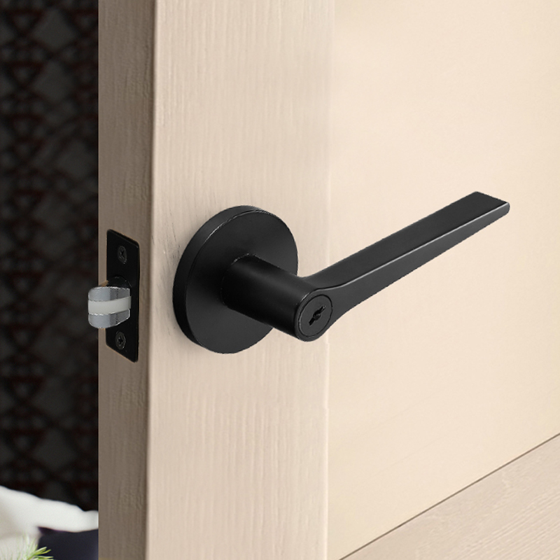 黑色球形门锁房i间门锁圆形单舌执手锁静音卧室房门锁卫生间锁具