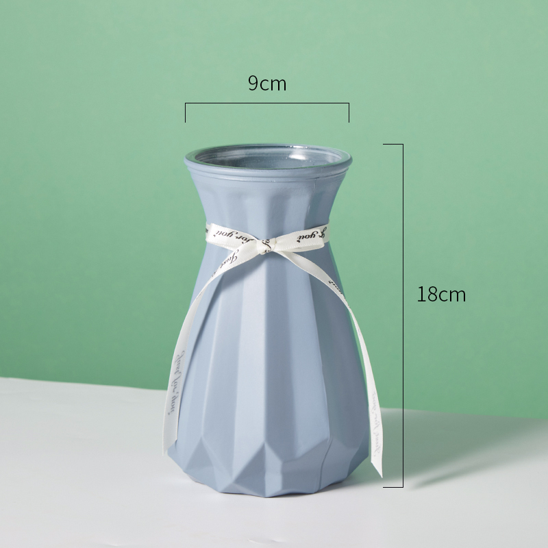 磨砂北欧玻璃插花瓶透明干花创意客厅插花水养富贵竹W百合白色摆