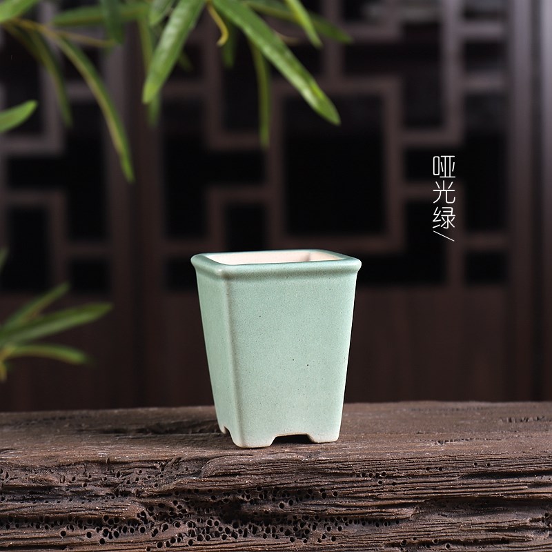 精品陶瓷微型花盆k白色冰裂釉面签筒盆微型绿植盆景盆多肉花盆