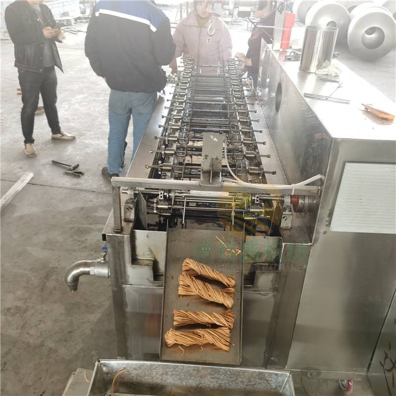 成型好的金丝馓子设备 鸡蛋馓子油炸机 德铭盛全自动麻花机