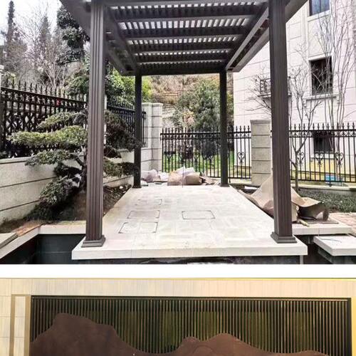 大型钢结构廊架雕塑定制 户外园林小区新中式不锈钢金属凉亭廊架