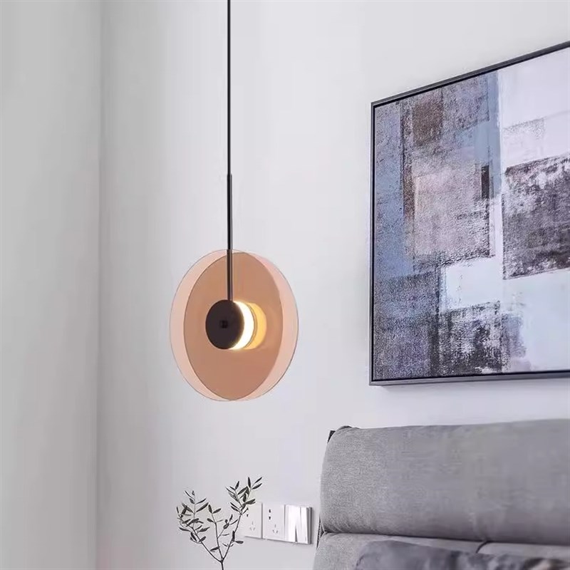 卧室床头吊灯现代简约后现代个性极简餐厅吧台Q艺术玻璃唱片小吊