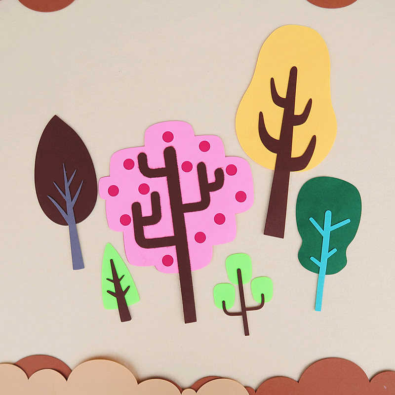 幼儿园家园联系文化主题墙面装饰不织布大树组合墙贴贴Y饰材料装