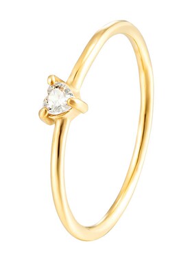 跨境不掉色爱心锆钻素圈戒轻奢小众钛钢细指环日韩ins尾戒女