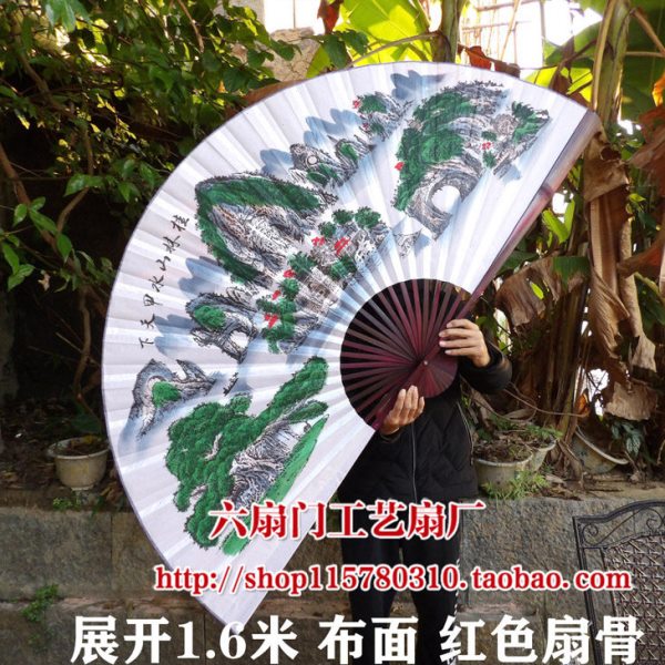 超大挂扇客厅酒店装饰扇工艺大折扇子影楼摄影道具扇子桂林山水