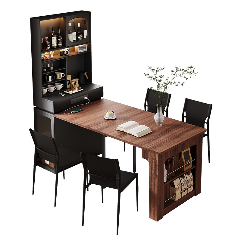 岛台餐桌一体可伸缩家用小户型可折叠厨房移动导R台带插座吧台高