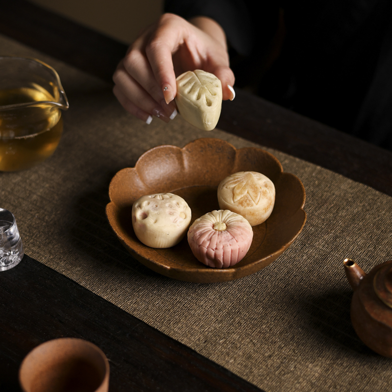 【灰念酱b釉梅落壶承】茶承干泡台壶垫陶瓷茶具茶壶垫茶具茶托壶