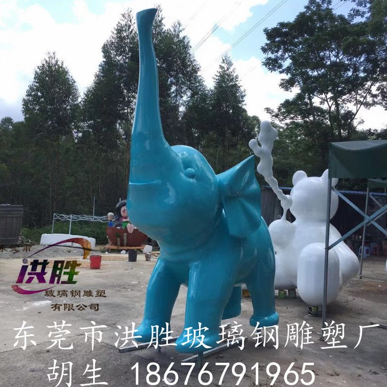 户外玻璃钢树脂喷水大象雕塑大型动物售楼工程旅游区景观装饰摆件