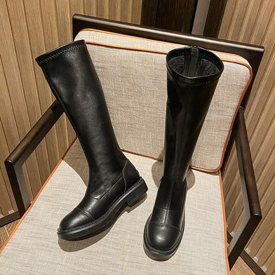 大码长筒靴女41一43大腿围高筒骑士靴胖mm粗腿大筒围女靴加宽长靴