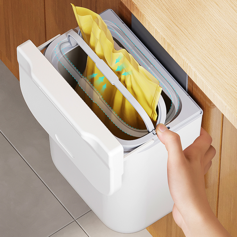 厨房垃圾桶带盖家用橱柜门壁挂厕所卫生间客O厅纸篓厨余挂式收纳