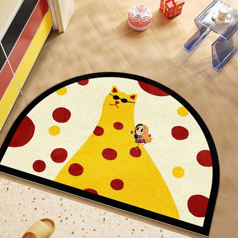 多巴胺卡通可e爱入户门丝圈地垫入门玄关耐磨耐脏免洗防滑除尘地