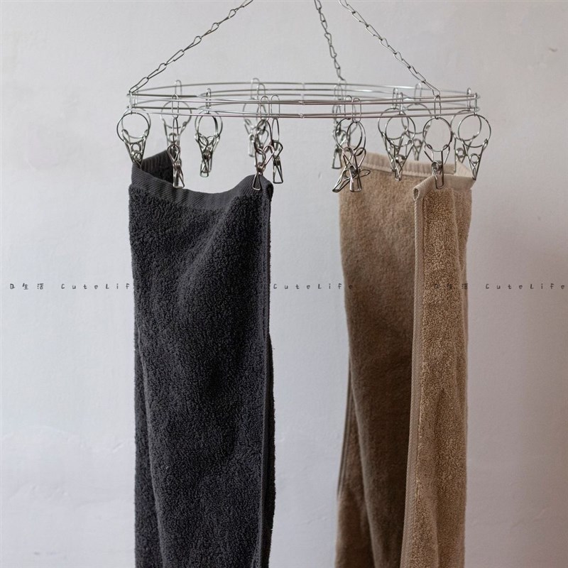 Q生活 防风f袜架20夹!不锈钢加粗袜架双层实心晾衣架晒袜架阳台用