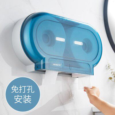 酒店双卷纸巾架公用卫生间大卷纸盒商用免打孔塑料卷纸架厕所挂墙