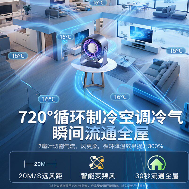 2025新款循环空调扇半s导体制冷风扇桌面台式电风扇小型静音冷风