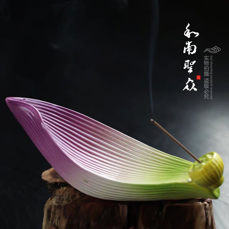 陶瓷香炉香盘线香插香座家用饰品香薰炉莲花香插荷花香插多种颜色