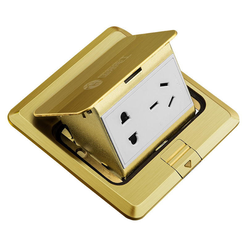 国际电工地插插座隐藏式隐形全铜防水超薄地面盖板U五孔网络地插