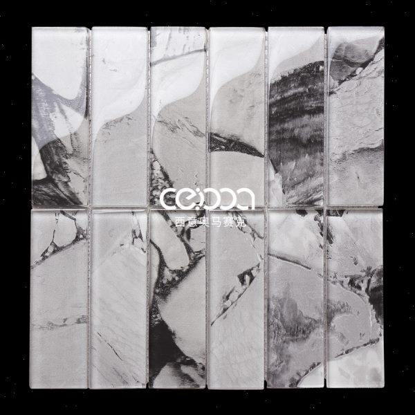 长条乱纹玻璃马赛克瓷砖卫生间浴室餐厅吧台咖啡店墙砖艺术背景墙