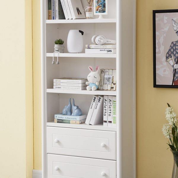 韩式田园白色实木书柜简约现代带门儿童书架置物架书橱简易储物柜