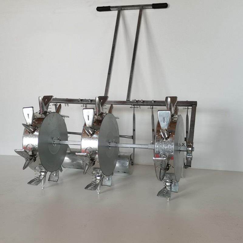 人力手推三行三轮施肥播种花生大豆玉米黄豆滚轮播种机