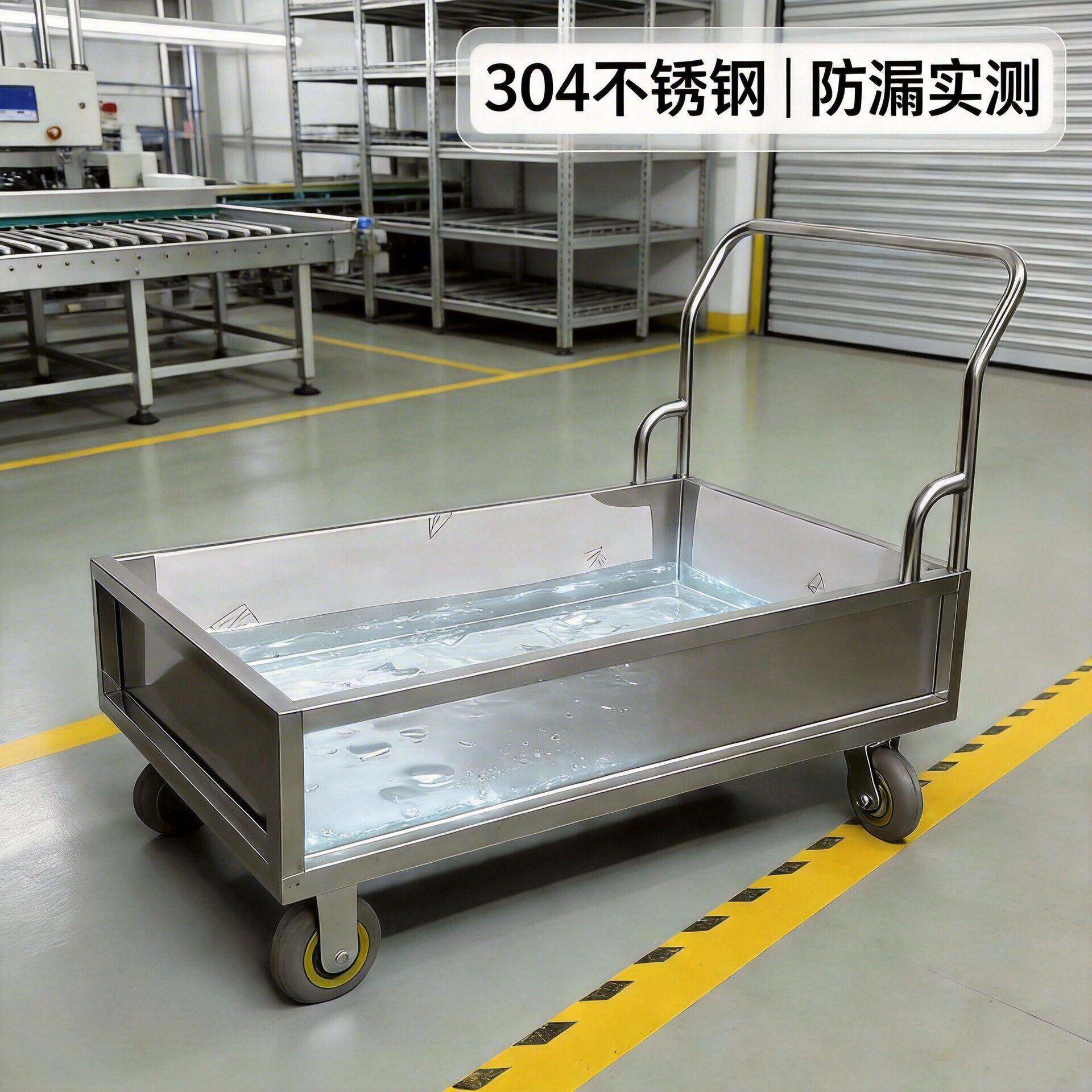 厂家直销不锈钢加围栏防渗漏手推车搬运工具车运输手拉小车工具车