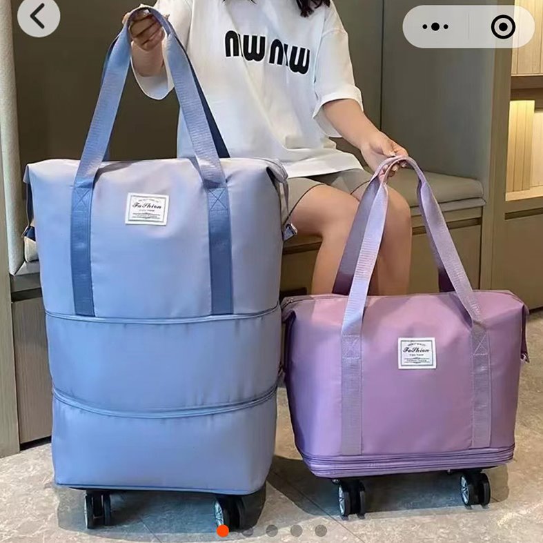 龙华万向轮旅行包双层扩容可折叠行李袋干湿两用便携大容量收纳包