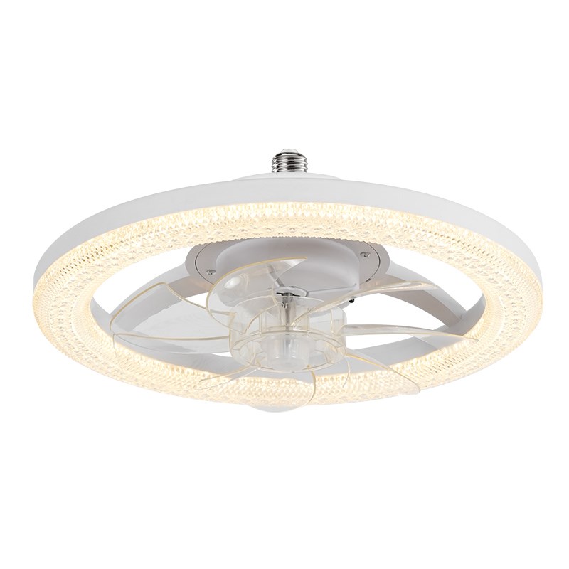 E27螺口水晶风扇灯大风力厨房吸顶灯三N档调光吊扇一体灯卧室