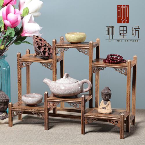 小摆件陈列架鸡翅木博古架木质工艺品多宝阁文玩木质书房茶几实木