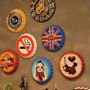 工业风墙面遮丑创意装饰品火锅店烧烤店饭店啤酒瓶盖墙上墙壁挂件