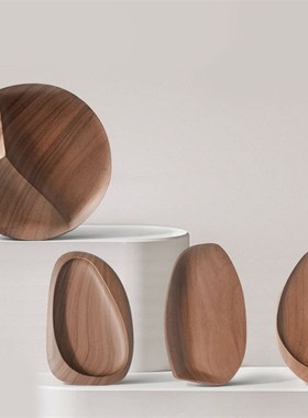 现代轻奢胡桃木色桌面p收纳托盘高端多功能客厅玄关钥匙收纳果盘