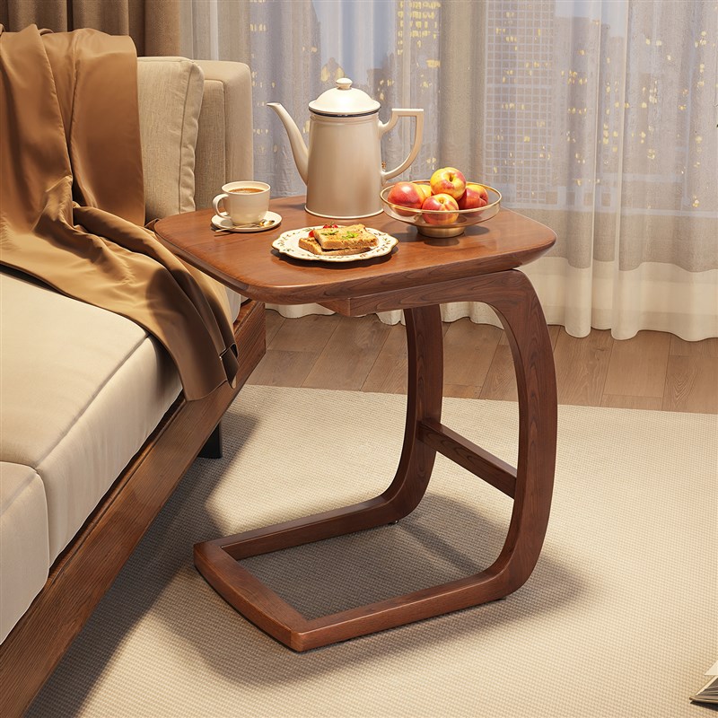 全实木小桌子沙发边几家用客厅移动茶几高级卧室床头W迷你置物架