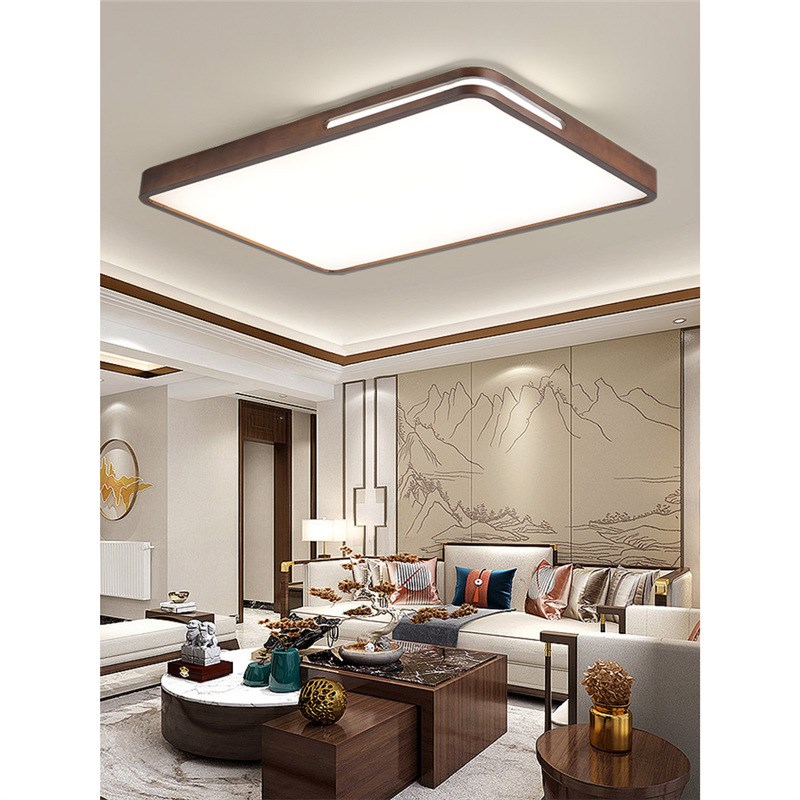 2023广东中山胡桃木色新u中式吸顶灯实木中国风餐厅主客厅灯具套